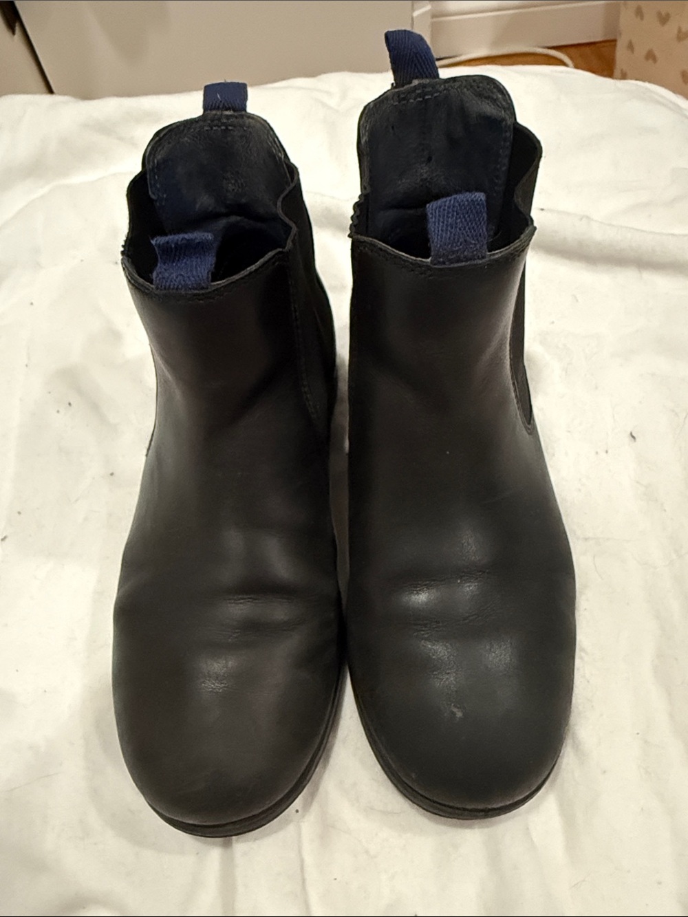 Camper Kids Black Chelsea Boots with Navy Pull Tabs